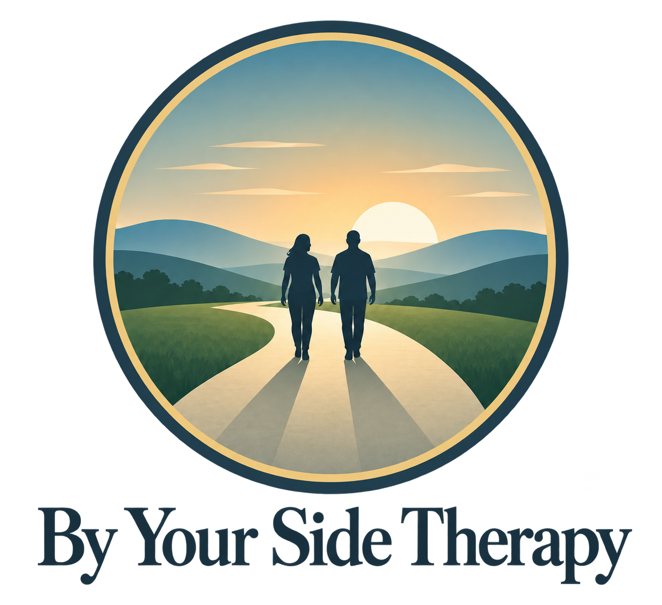 By Your Side Therapy — two people walking alongside one another on a sunlit path